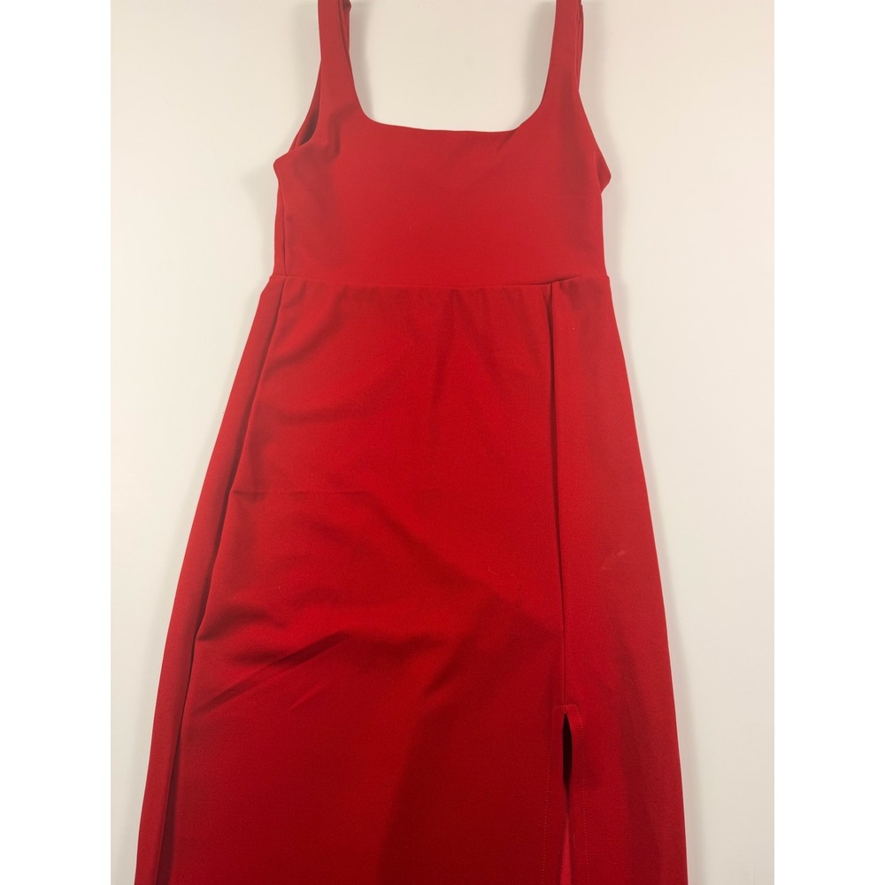 Nasty Gal Form Fitting Red Square Neck Sleeveless Maxi Dress with Side Slit 6